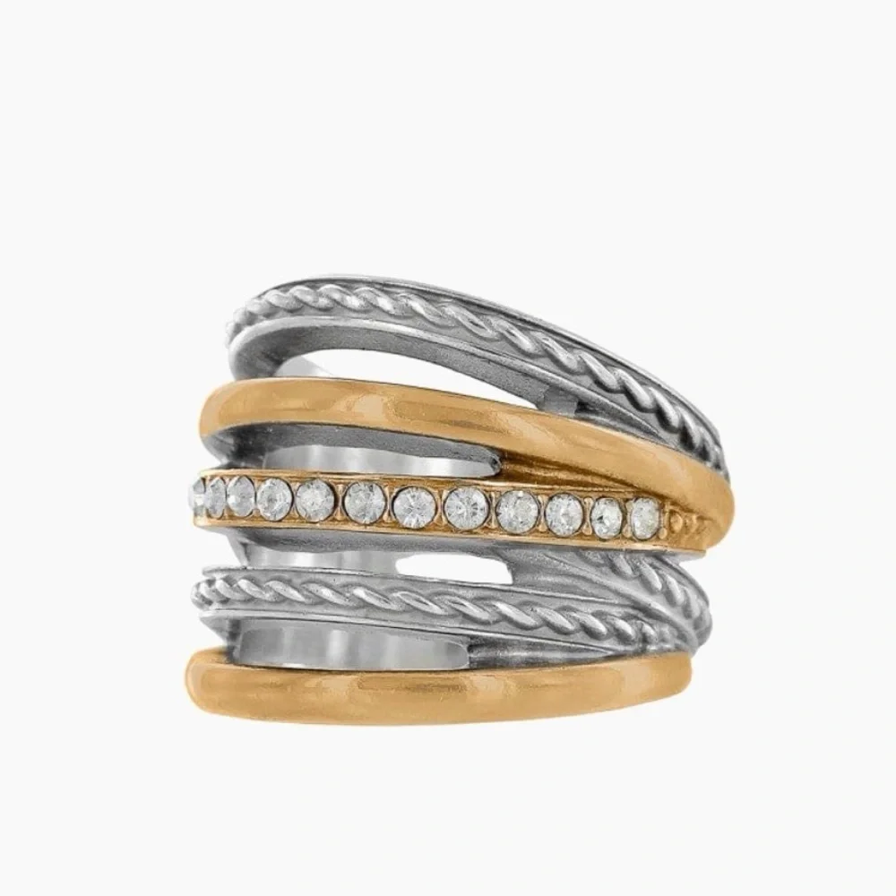 Brighton Neptune's Rings Ring Woman’s Silver/Gold Plated Size: 9 (J72) - Picture 1 of 8